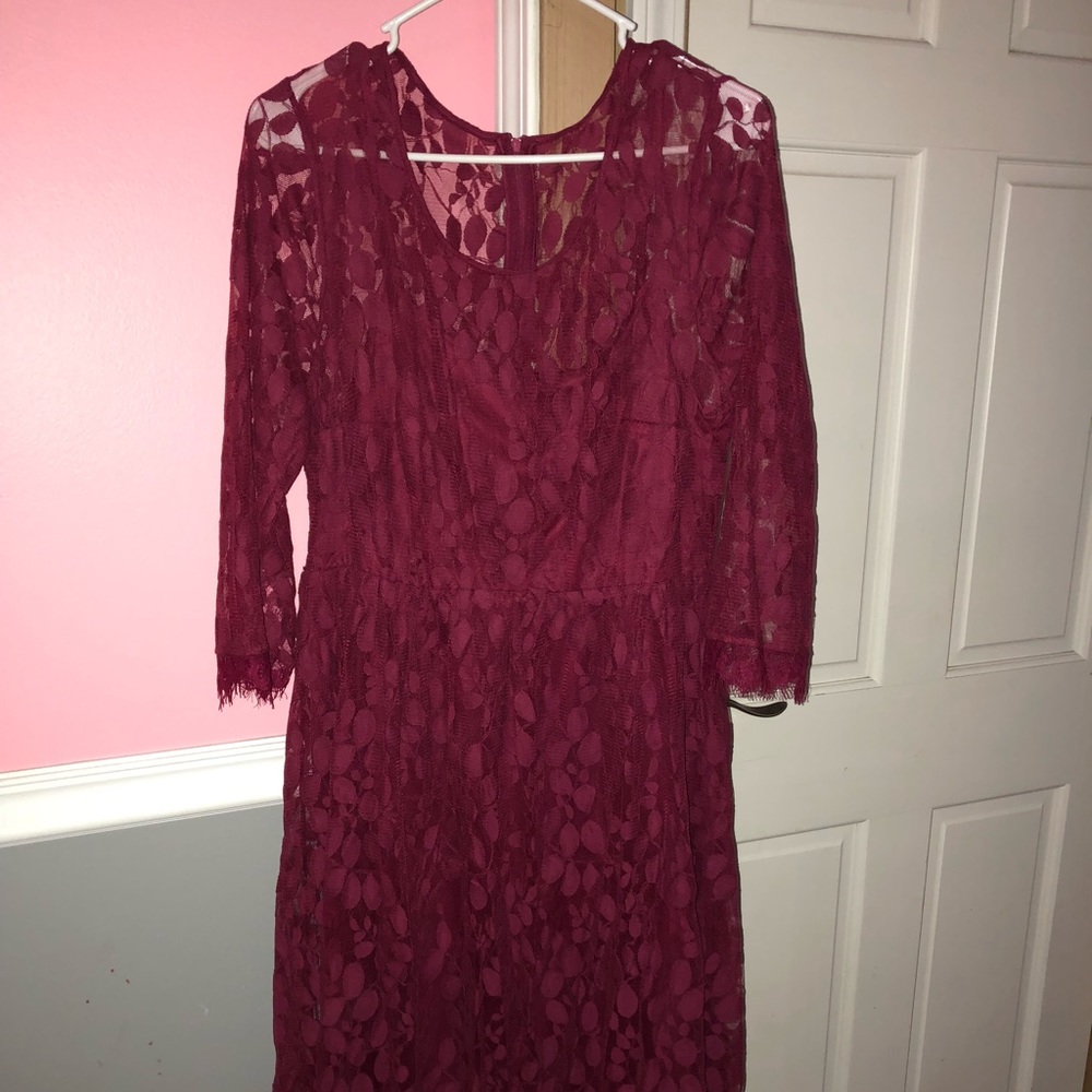 Dark red lace dress
